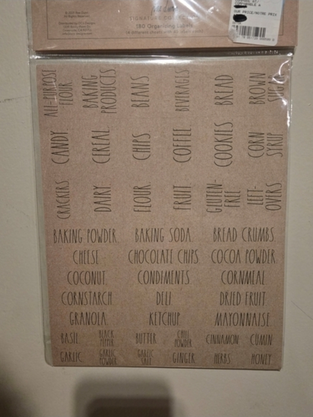 Rae Dunn Kraft Brown Pantry Label Sticker Set
